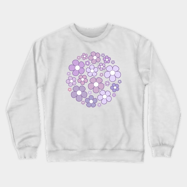 Purple Flowers Circle Crewneck Sweatshirt by Ebhar